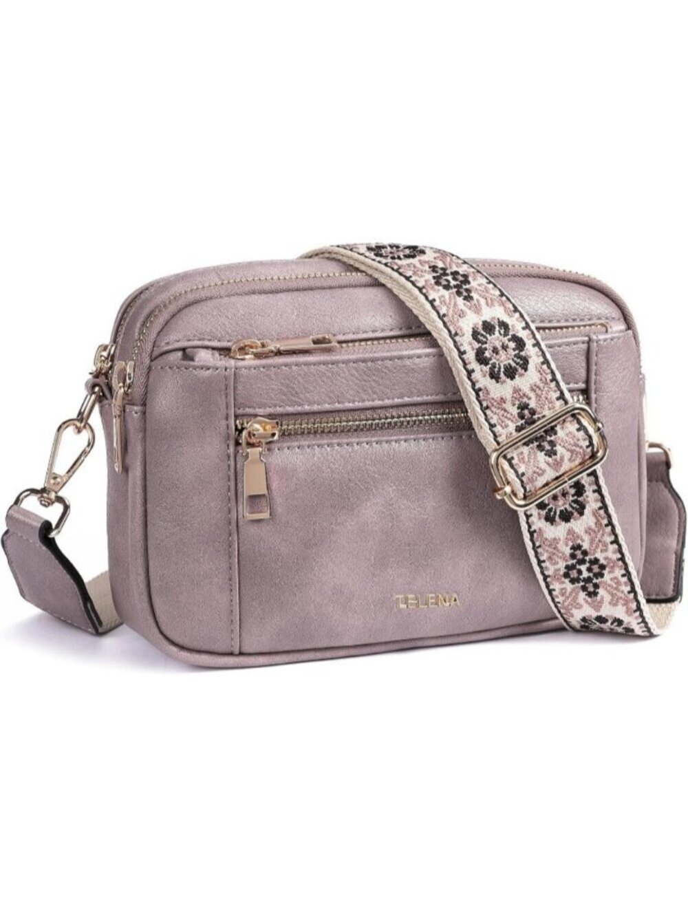 〽️Women's Purple Adjustable Wide Striped Vegan Leather Purse Crossbody Bags